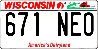 WI license plate 671NEO