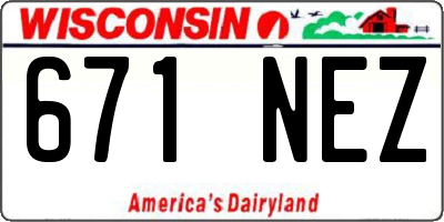WI license plate 671NEZ