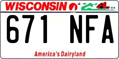 WI license plate 671NFA