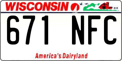 WI license plate 671NFC