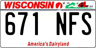 WI license plate 671NFS
