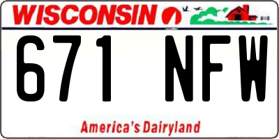 WI license plate 671NFW