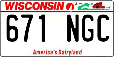 WI license plate 671NGC