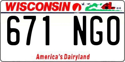 WI license plate 671NGO
