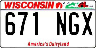 WI license plate 671NGX