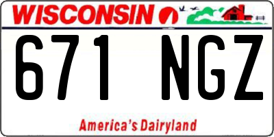 WI license plate 671NGZ