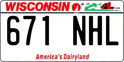 WI license plate 671NHL