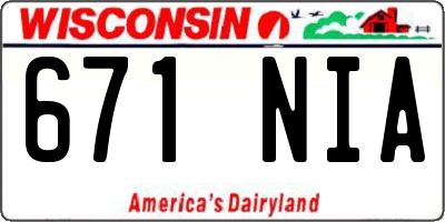 WI license plate 671NIA