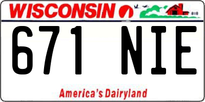 WI license plate 671NIE