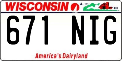WI license plate 671NIG