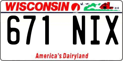 WI license plate 671NIX