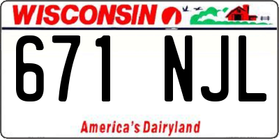 WI license plate 671NJL