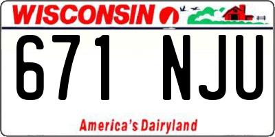 WI license plate 671NJU