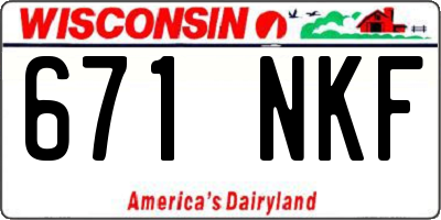 WI license plate 671NKF