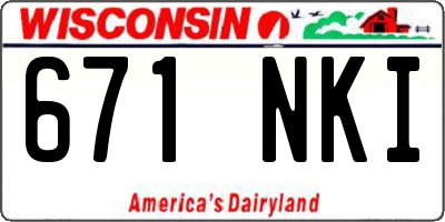 WI license plate 671NKI