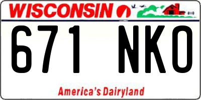WI license plate 671NKO