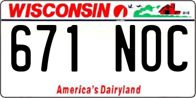 WI license plate 671NOC