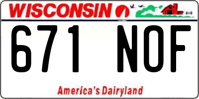 WI license plate 671NOF