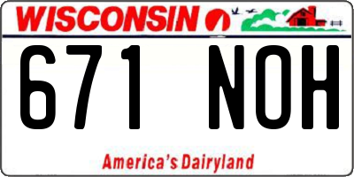 WI license plate 671NOH