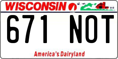WI license plate 671NOT