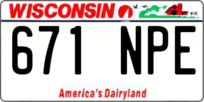 WI license plate 671NPE