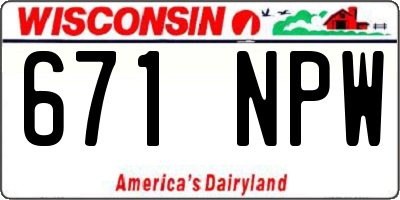 WI license plate 671NPW