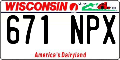 WI license plate 671NPX