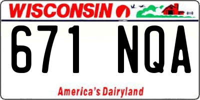 WI license plate 671NQA