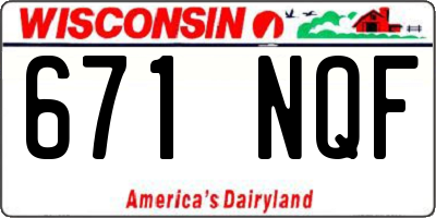 WI license plate 671NQF