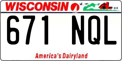 WI license plate 671NQL