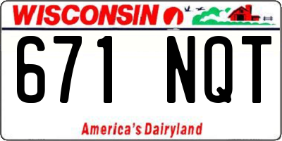 WI license plate 671NQT