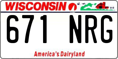WI license plate 671NRG