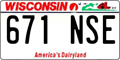 WI license plate 671NSE