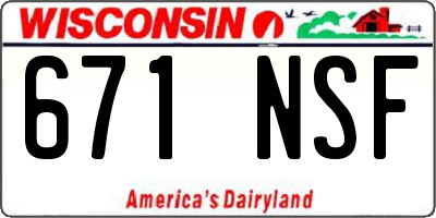 WI license plate 671NSF