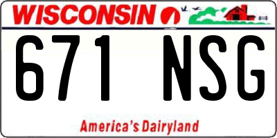 WI license plate 671NSG