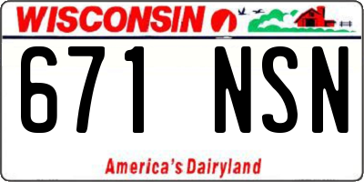 WI license plate 671NSN