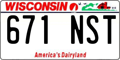 WI license plate 671NST