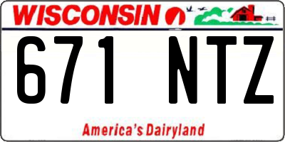WI license plate 671NTZ