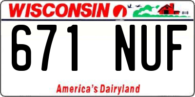 WI license plate 671NUF