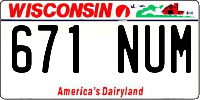 WI license plate 671NUM