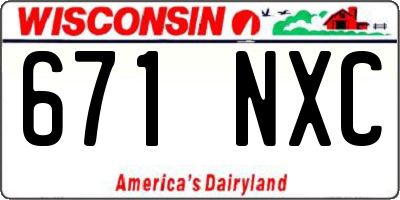 WI license plate 671NXC