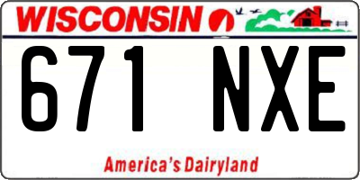 WI license plate 671NXE