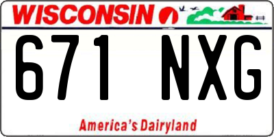WI license plate 671NXG