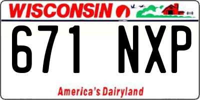 WI license plate 671NXP