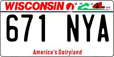 WI license plate 671NYA