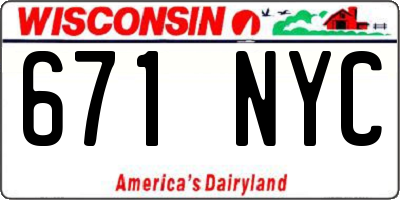 WI license plate 671NYC