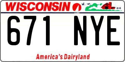 WI license plate 671NYE