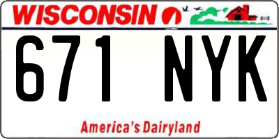 WI license plate 671NYK