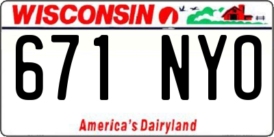 WI license plate 671NYO