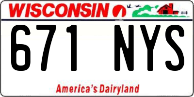 WI license plate 671NYS
